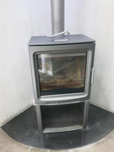 Ex-Display Carlton & Jenrick Wood Burning Stove on Log Store Stand. Size H100 x W55 x D41cm....