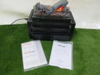 Cast Iron Grate with Dimplex Optiflame 3D Inset Fire. Size H28 x W49 x D29cm. New/Ex-Display.