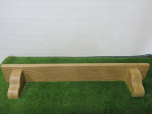 Oak Overmantel Shelf with Uprights in Light Wood. Size W137 x D19cm.