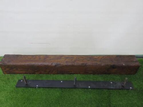 Reclaimed Solid Wood Overmantel Beam in Dark Wood with Floating Wall Bracket. Size W114 x D14cm.