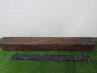 Reclaimed Solid Wood Overmantel Beam in Dark Wood with Floating Wall Bracket. Size W114 x D14cm.