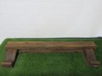 Reclaimed Solid Wood Overmantel Beam with Uprights in Dark Wood with Floating Wall Bracket. Size W136 x D13cm.