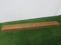 Solid Wood Overmantel Beam in Planed Stained Wood with Floating Wall Bracket. Size W122 x D14cm.