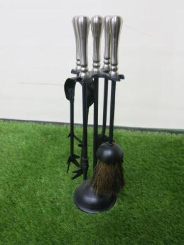 Black Metal 4 Piece Companion Set with Chrome Handles.