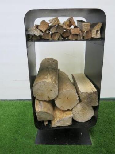 Black Metal Kindling & Log Store. Size H59cm.