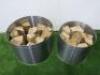 2 x Stainless Steel Log Bins. Size H32 x Dia 43 & 35cm. - 2