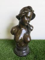 Bronze Style Bust of Naked Lady on Marble Base, Inscribed J.Gerome. Size H41cm. RRP £125.
