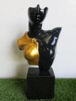 Gold & Black Silhouette Bust of Naked Lady on Marble Base. Size H50cm. RRP £120.