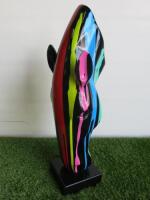 Horse Head in Multi Colour Paint Splat Design on Marble Plinth. Size H59cm. RRP £160.