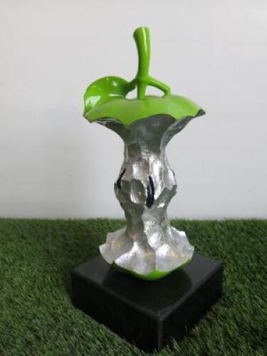 Apple Core Ornament in Green on Marble Base. Size H30cm. RRP &pound;120.