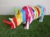 Resin Rhinoceros Statue in Multi Colour Paint Splat Design. Size W55cm. RRP &pound;160. - 2