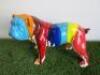 Resin Bulldog Statue in Multi Colour Paint Splat Design. Size W40cm. RRP &pound;95.