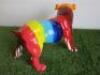 Resin Bulldog Statue in Multi Colour Paint Splat Design. Size W40cm. RRP &pound;95. - 3