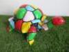 Resin Tortoise Statue in Multi Colour Paint Splat Design. Size W40cm. RRP &pound;125. - 2