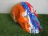 Resin Skull Statue in Multi Colour Paint Splat Design. Size H26cm. RRP &pound;120. - 2