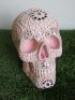 Skull Statue in Pink with Diamante Stone Design. Size H21cm. RRP &pound;85. - 3