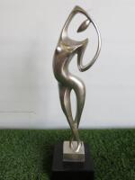 Champagne Coloured Naked Lady Outline Statue on Marble Base. Size H50cm. RRP £140.