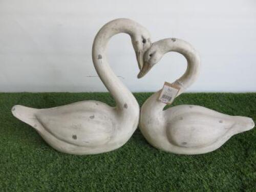 Hill Pair of Nestling Swans Ornament. Size H45 x W84cm. RRP &pound;80.