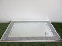 Large Glass & Bevelled Mirror with Diamante Surround. Size 120 x 80cm.