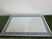 Glass & Bevelled Mirror with Diamante Surround. Size 100 x 70cm.