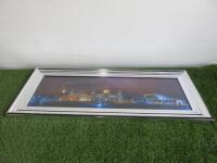 Framed & Glazed Artwork of Liverpool at Night with Glitter & Diamante Detail. Size 48 x 110cm. RRP £140.