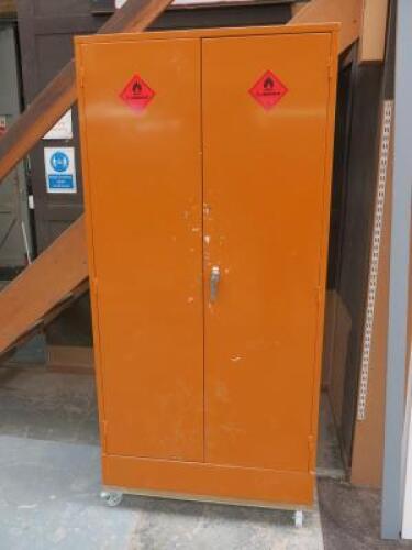 Hazardous Substance 2 Door Cupboard with Key on Trolley.