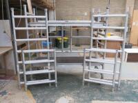 UTS Fold Out Aluminium Mobile Scaffold Tower with 2 Platforms, Additional 6ft Uprights & Cross Bars (As Viewed).