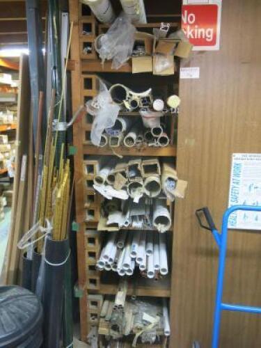 10 x Shelves with Lengths of Metal Profile, Trim, Copper & Brass Tubes, Plastic Pipe & Other (As Viewed).