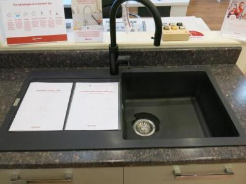 Franke Composite Single Bowl Left Hand Drainer Sink, Size W97 x D50cm with Quooker Combie Flex Tap, Model Combie, S/N CCW502559 & Quooker Cube Chiller, Model Cube CB, S/N CDUB38E00133. Requires Unplumbing.