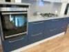 Ex-Display Kitchen Painted MDF Slab wood Doors in Dark Blue & Gloss White Laminate Cupboards (Multiwood) to Consist of Worktops, Base Units, Wall Units & Handles to Include: Approx. 2.14M & 0.70M Run of 30mm Grey Quartz Worktops with Space for Gas Hob Se - 6