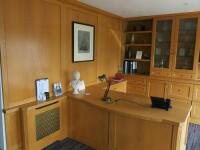 Savannah Bespoke Office/Study in Light Oak to Include: 3.15M Run of Wall Panelling, 2.96M x H2.32M Run of Cupboards & Drawers & 1 x Office Desk, Length 1.95M.