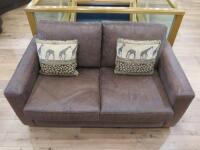 Brown Leather 2 Seater Sofa on Wooden Feet, Size H74 x W165 x D95.