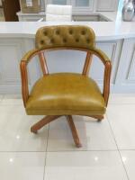 Mustard Leather Captains Swivel Chair with Stud Detail.