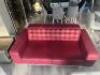 Red Velour 2 Seater Sofa with 2 Cushions and Flip Over Back Rest. Size 80 x 190 x 100cm.