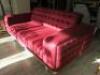 Red Velour 2 Seater Sofa with 2 Cushions and Flip Over Back Rest. Size 80 x 190 x 100cm. - 3