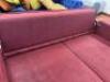 Red Velour 2 Seater Sofa with 2 Cushions and Flip Over Back Rest. Size 80 x 190 x 100cm. - 15