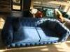 Blue Crushed Velour 3 Seater, 2 Cushion Chesterfield Style Sofa. Size 76 x 227 x 95cm. - 2