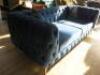 Blue Crushed Velour 3 Seater, 2 Cushion Chesterfield Style Sofa. Size 76 x 227 x 95cm. - 3