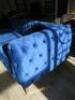 Blue Crushed Velour 3 Seater, 2 Cushion Chesterfield Style Sofa. Size 76 x 227 x 95cm. - 5