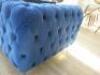 Blue Crushed Velour 3 Seater, 2 Cushion Chesterfield Style Sofa. Size 76 x 227 x 95cm. - 8