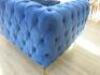 Blue Crushed Velour 3 Seater, 2 Cushion Chesterfield Style Sofa. Size 76 x 185 x 95cm. - 5