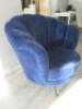 Blue Crushed Velour Shell Back Armchair. Size 85 x 95cm. - 3