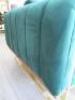 Green Crushed Velour 3 Seater, 2 Cushion Sofa with Fold up Back and Brass Feet. Size 80 x 185 x 95cm. - 6