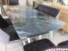 Black Imitation Marbled Extending Dining table, with 3 Matching Black Velour with Checked Back Dining Chairs and Bench seat. Extended Table Size 78 x 180 x 80cm. Standard Size 78 x 120 x 80cm. - 7