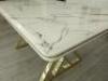 White Imitation Marble Dining Table on Gold Metal Legs. Size 75 x 160 x 92cm. - 6