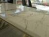 White Imitation Marble Dining Table on Gold Metal Legs. Size 75 x 160 x 92cm. - 7