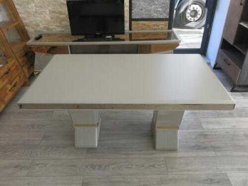 Imitation Marble Dining Table on Two Large Consul Legs. Size 78 x 162 x 93cm.