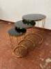 Nest of 3 Smoked Glass with Gold Coloured Metal Base Side Tables. Size H56 x Dia 48cm. - 2