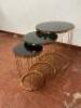 Nest of 3 Smoked Glass with Gold Coloured Metal Base Side Tables. Size H56 x Dia 48cm. - 3