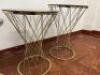 Nest of 3 Smoked Glass Side tables on Twisted Gold Coloured Metal Frame. Size H50 x Dia 42cm. - 4